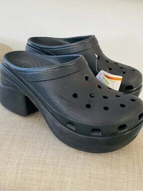 Crocs black platform Siren Clog shoes Size 9